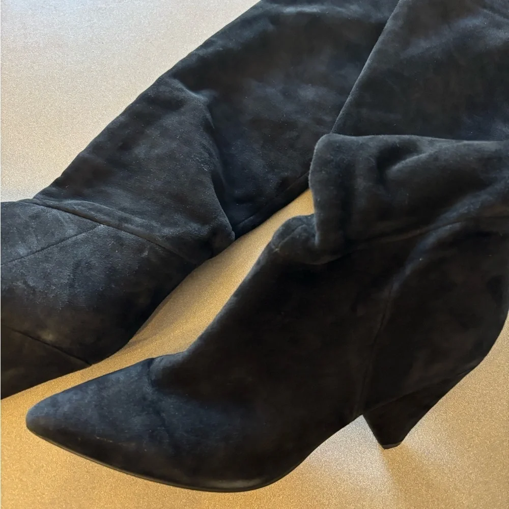 Marc Fisher Black Suede Over-the-Knee Boots 8
